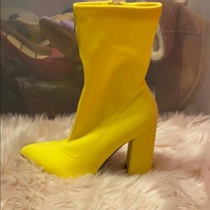 Yellow mid calf booties